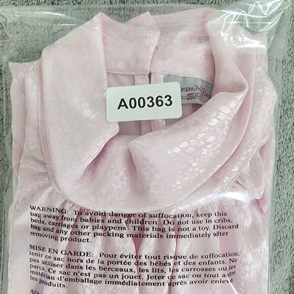 Vintage Grand Design Top Womens 12 Pink Jacquard Silky High Neck Long Sleeve - Picture 10 of 10